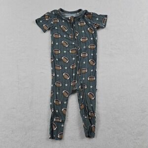 Bums & Roses Football Stars Bamboo Viscose Zipper Romper 6-9 Months Gray